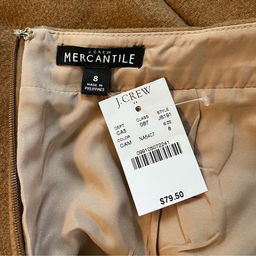 J. Crew Mercantile Ruffle Front Wool Mini Skirt - Size 8 - Camel Tan Color - NWT - Picture 4 of 6